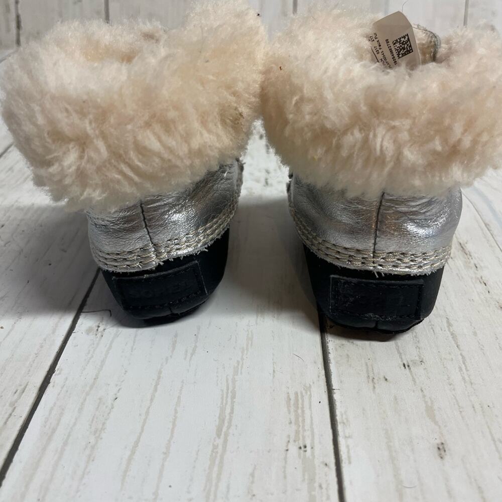 Sorel Silver and Black Kids Snow Boots - Picture 8 of 8